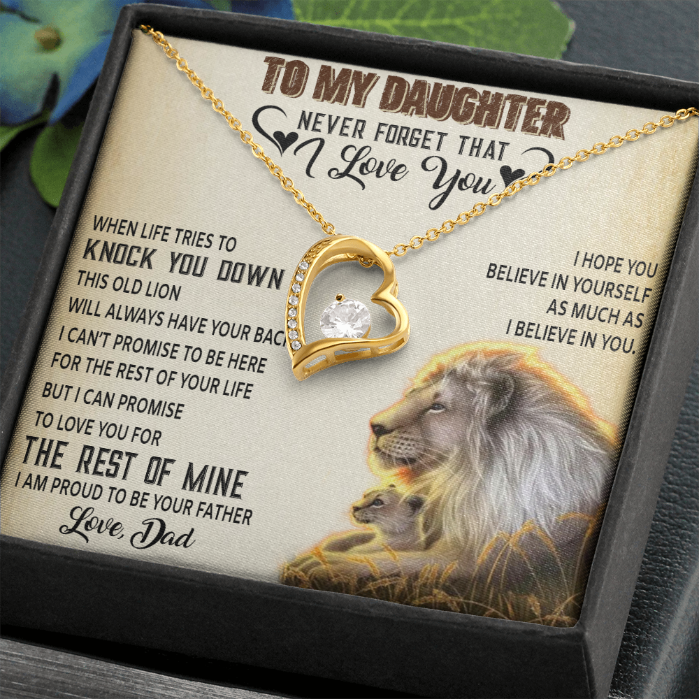 To My Daughter Necklace, Xmas Gift For Daughter From Dad, Daughter Father Lion 528