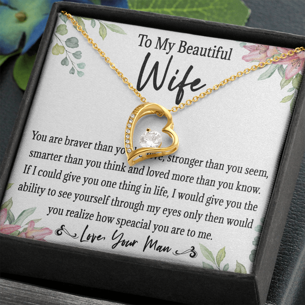 65C Love Gift To My Beautiful Wife, Women Necklace for Her, Birthday from Husband