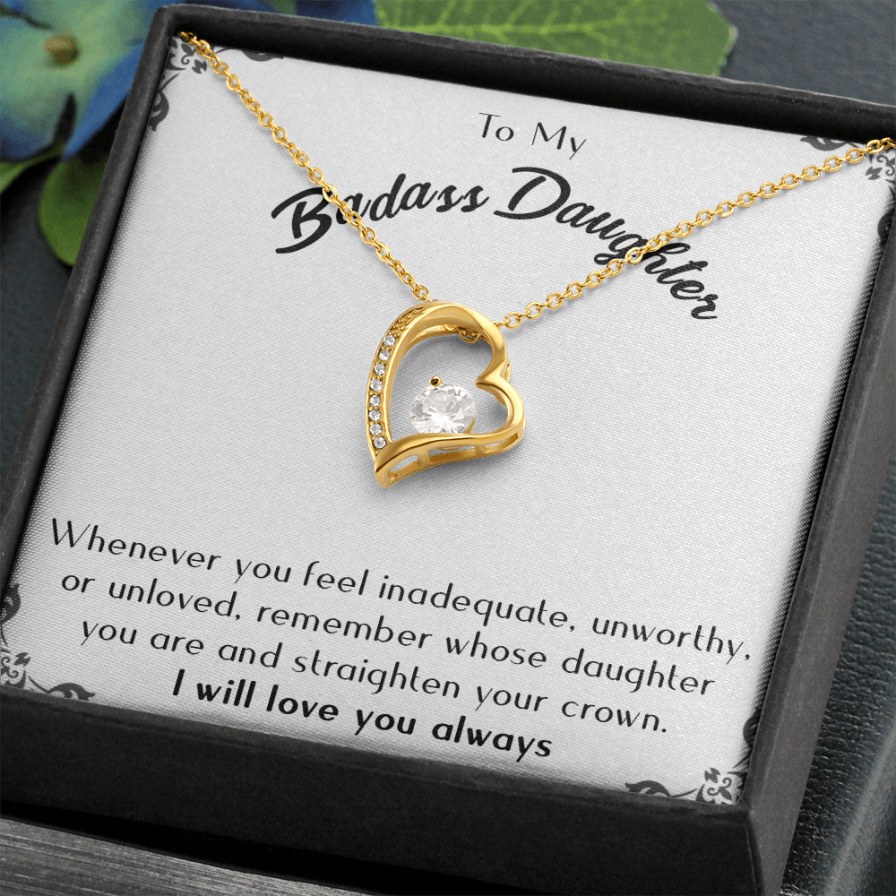 175C Necklace To Badass-Daughter, Daughter Necklace, I LOVE YOU Always From Dad Mom