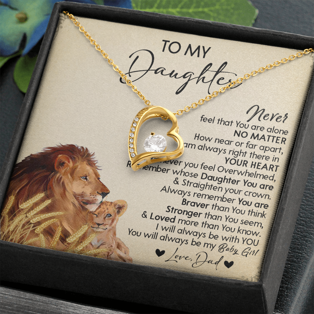 121C Necklace To My Daughter Gift From Lion Dad, You Are My Baby Girl, Birthday Gift