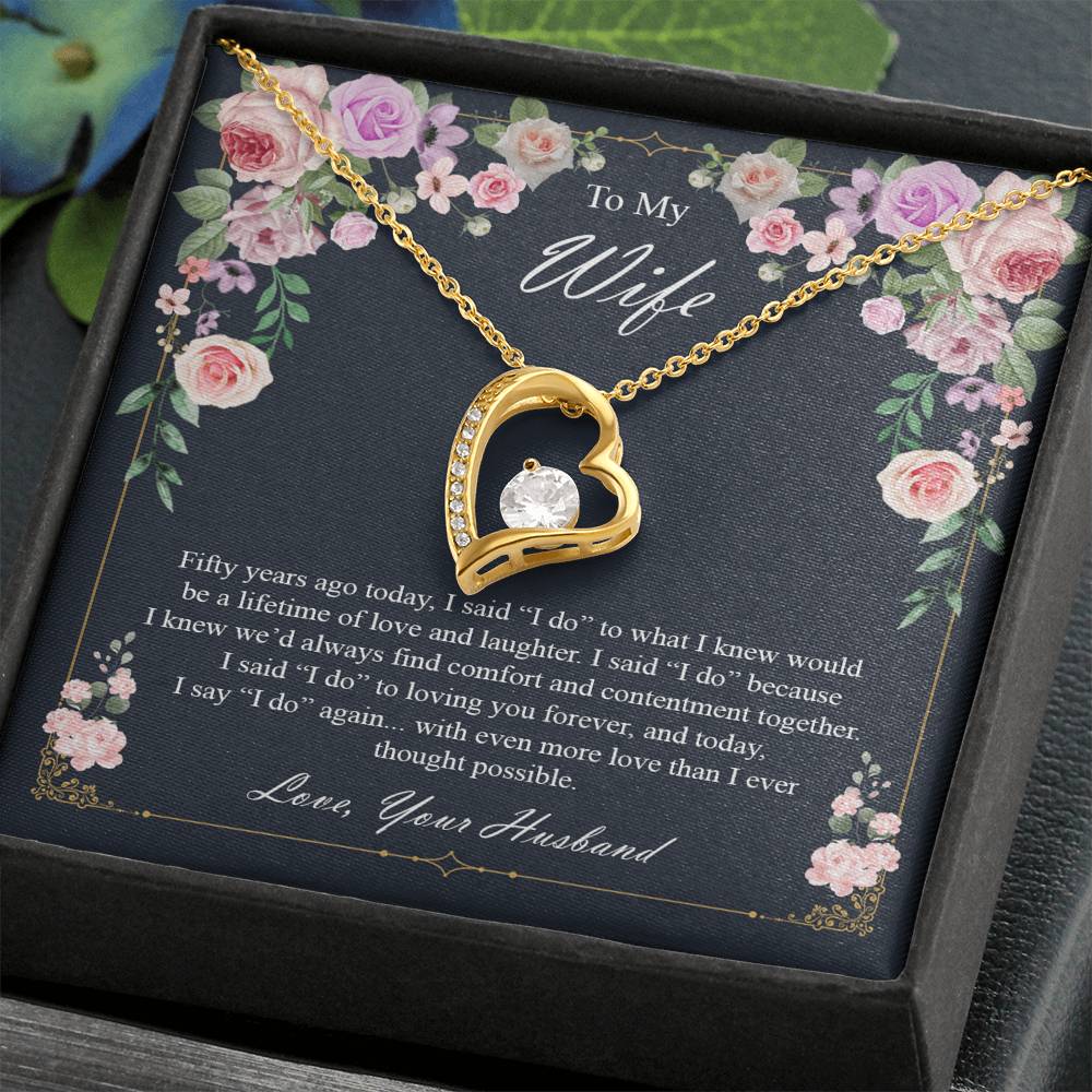 To My Wife 50Th Wedding Anniversary Necklace Anniversary Gift for Her