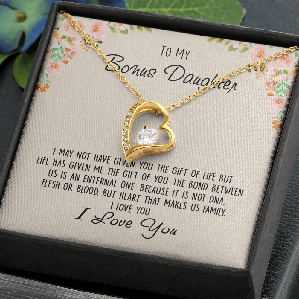 To My Bonus Daughter Unique Gift Forever Love Heart Necklace for Step Daughter 441