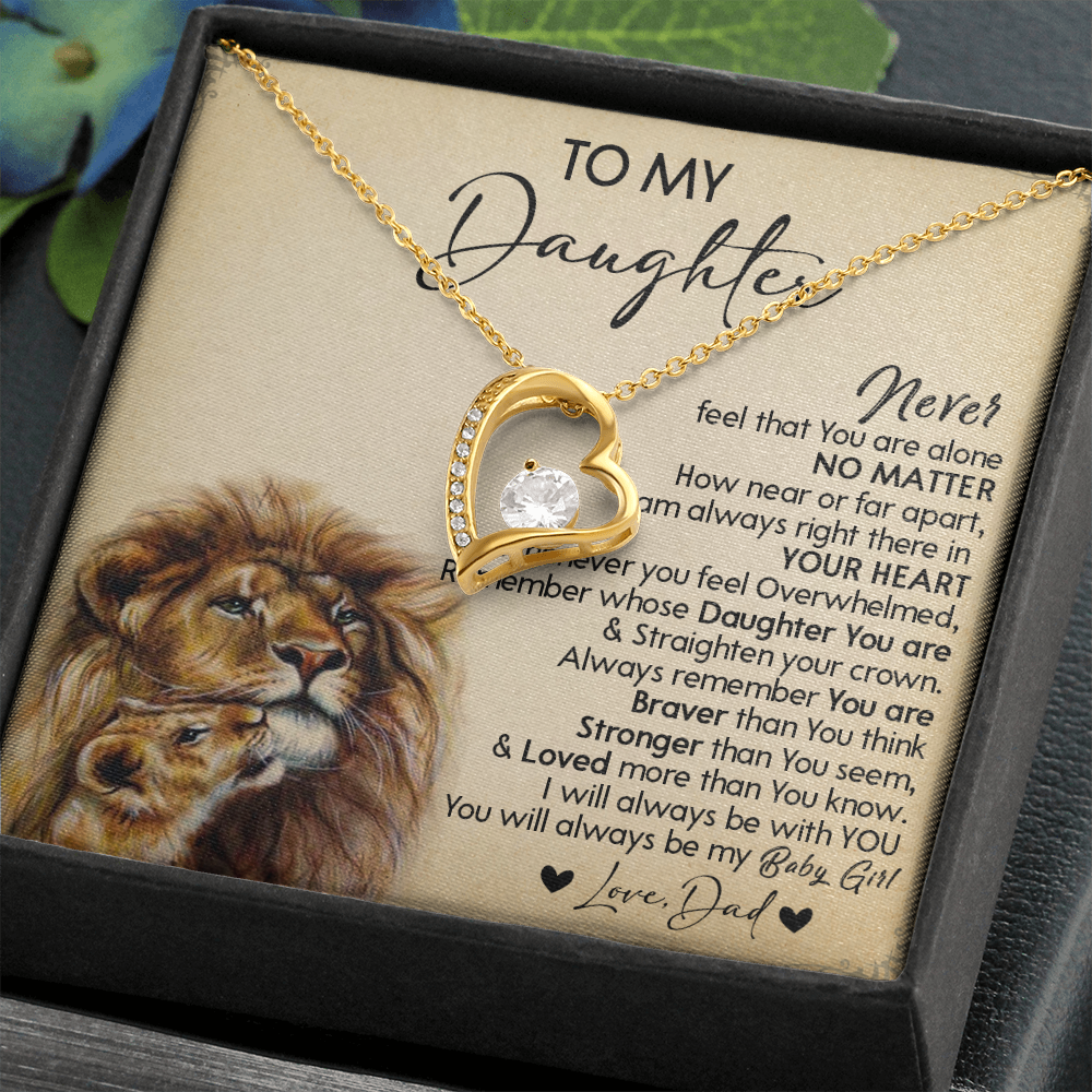 128C Necklace To My Daughter, Gift for Daughter, Birthday Gift, Lion Dad Necklace