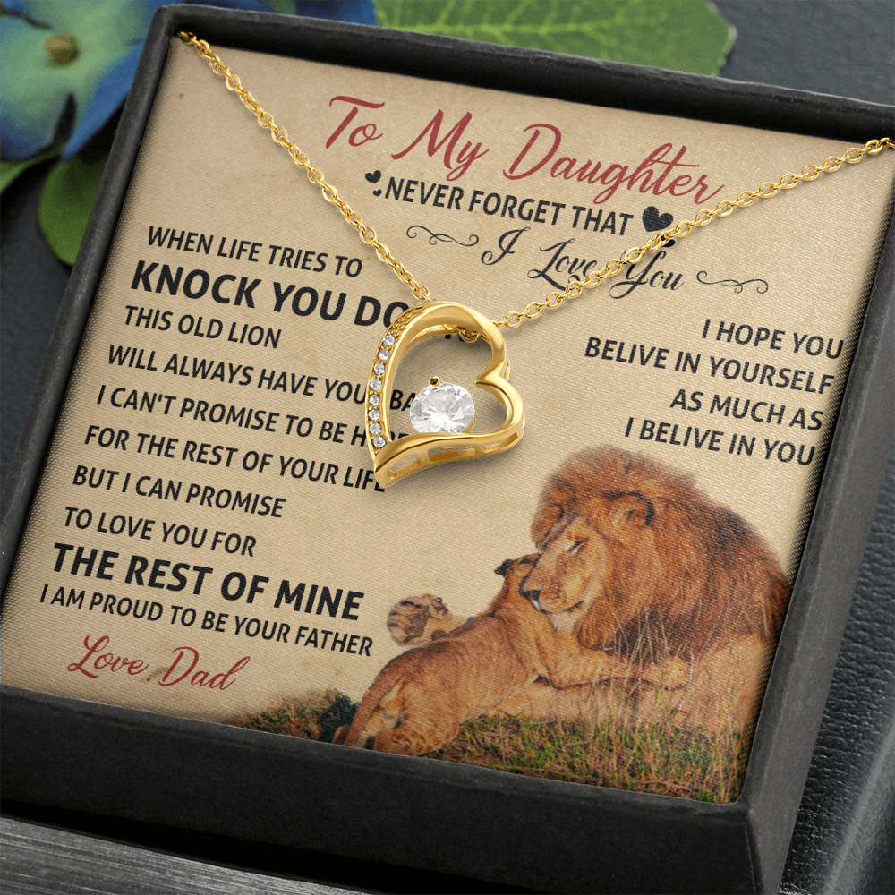 3C Necklace To My Daughter Cute Birthday Gift from Dad I LOVE YOU Lion Dad Fathers