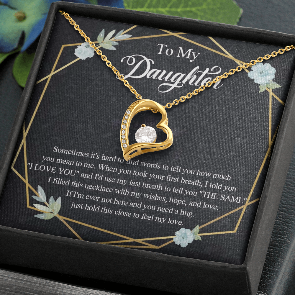 1C Heart Necklace To My Daughter Birthday Gift from Dad, Mom for Beautiful Daughter