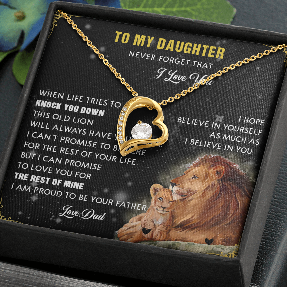 N354C To My Daughter Necklace, Gift For Daughter From Dad, Daughter Father Lion