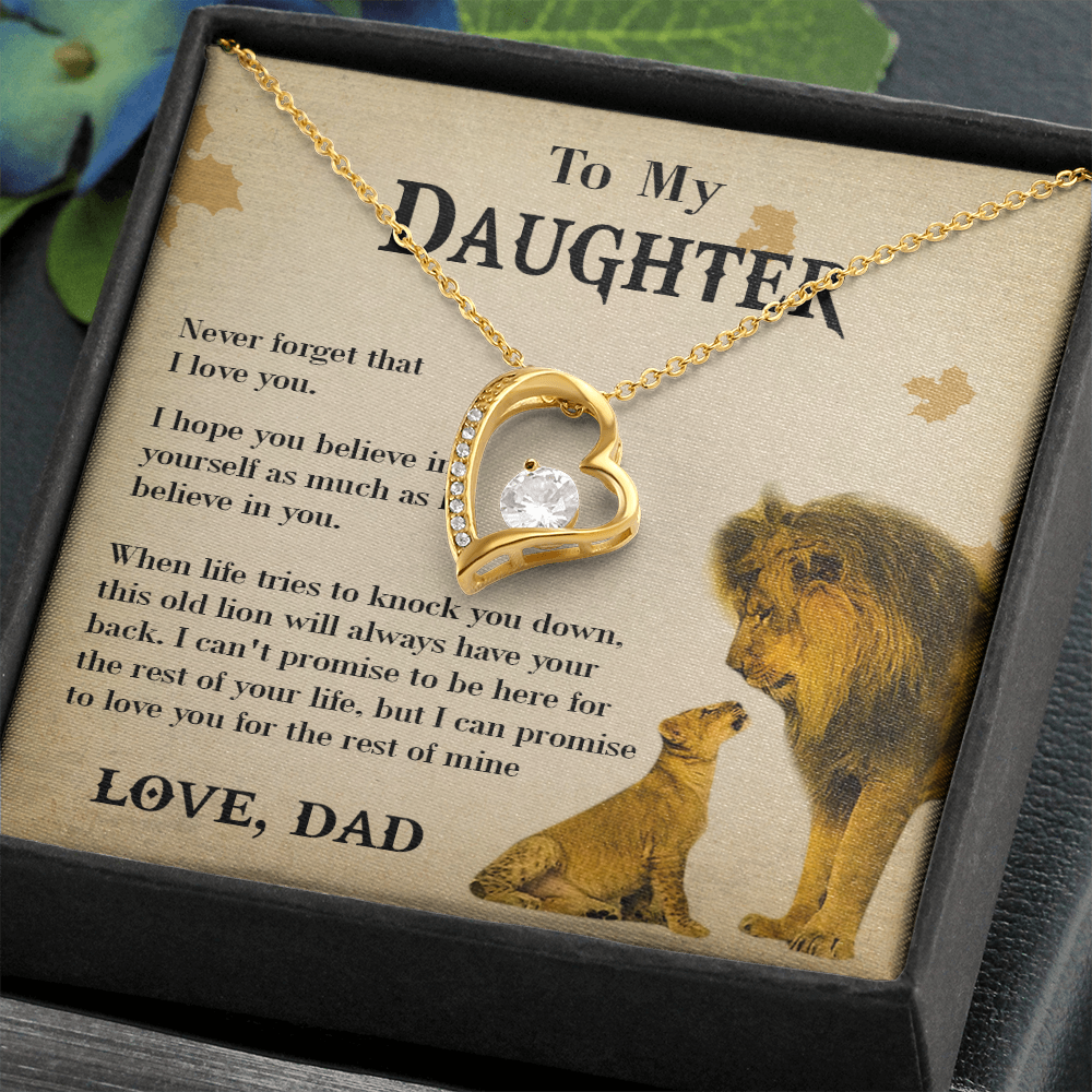127C Necklace To My Daughter Lion, Daughter Birthday Gift, Lion Dad Necklace Gift