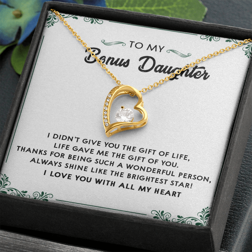 137C Perfect Gift for Bonus Daughter, Daughter Necklace, I Love You With All My Heart