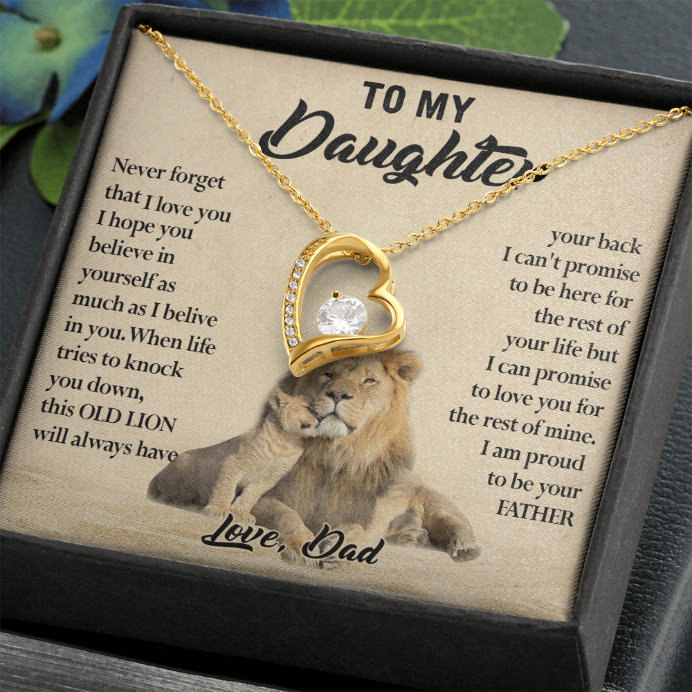 124C Necklace To My Daughter, Lion Daughter Birthday Gift from Lion Dad Necklace