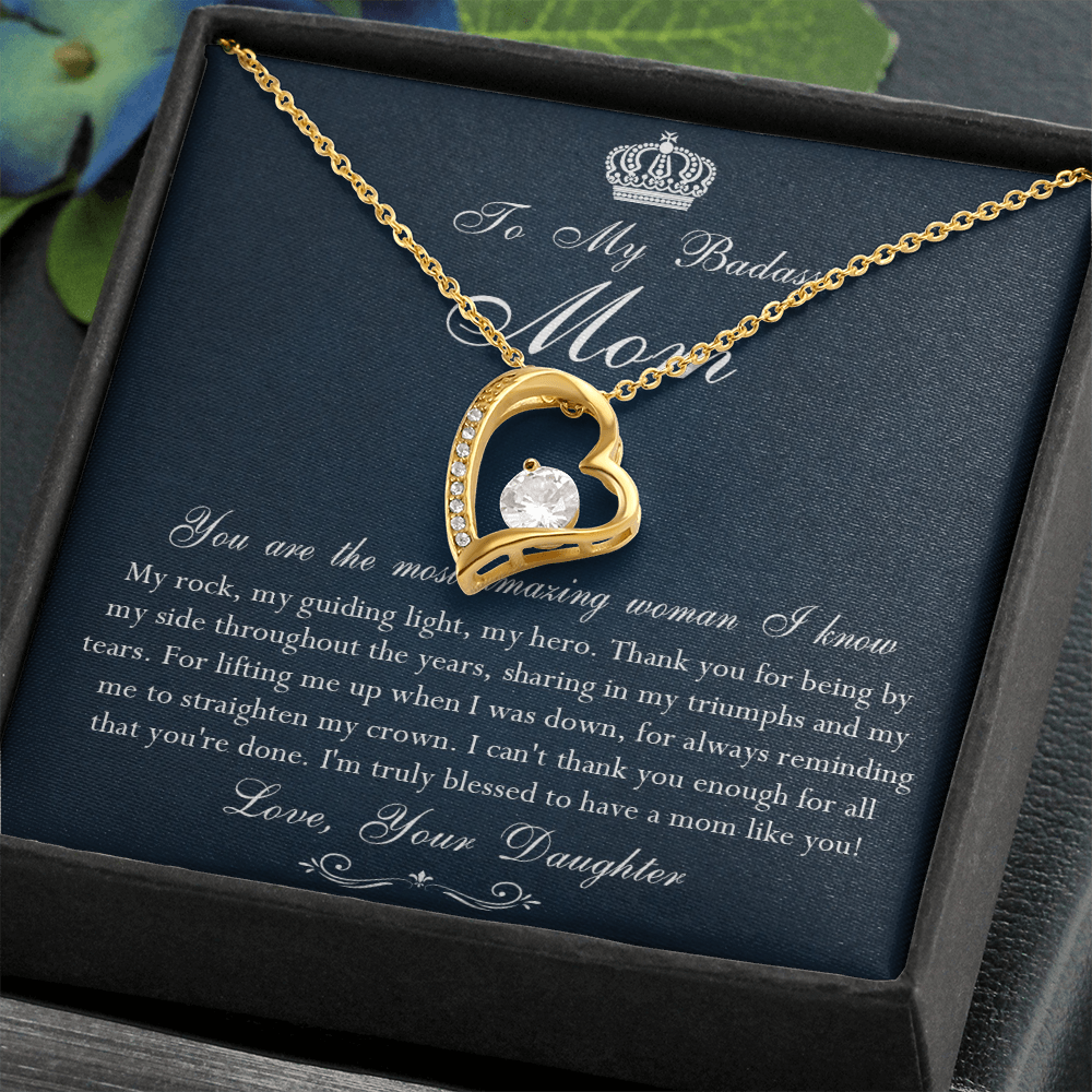 142C Necklace To My Badass Mom, Amazing Woman Necklace, I Love Mom Gift From Daughter