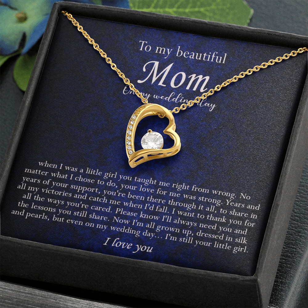 138C Necklace To My Beautiful Mom On My Wedding Day, I Love You Always Necklace Gift