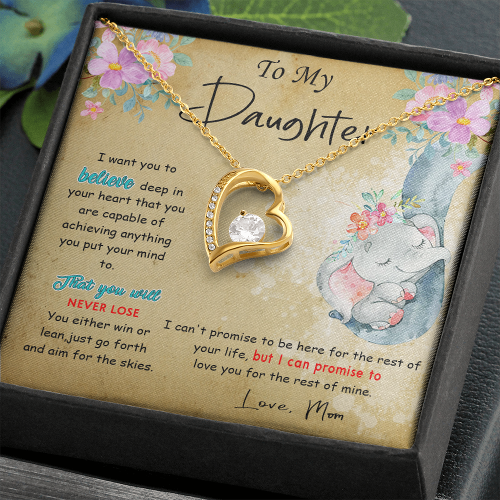 139C To My Daughter Necklace, Perfect Gift for Daughter From Elephant Mom, I Love You