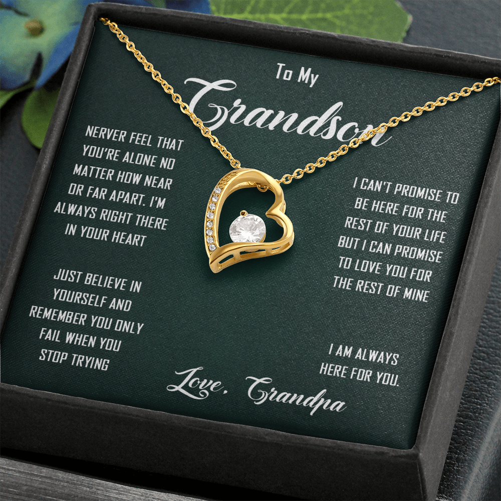 N368C To My Grandon Love Gift Sentimental Christian Cross Necklace Anniversary Gift
