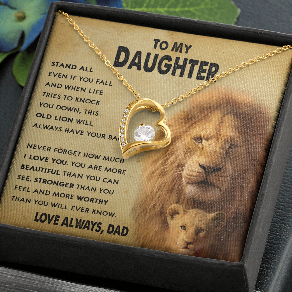 154C To My Daughter Lion, Necklace Gift From Lion Dad, Daughter Birthday Necklace