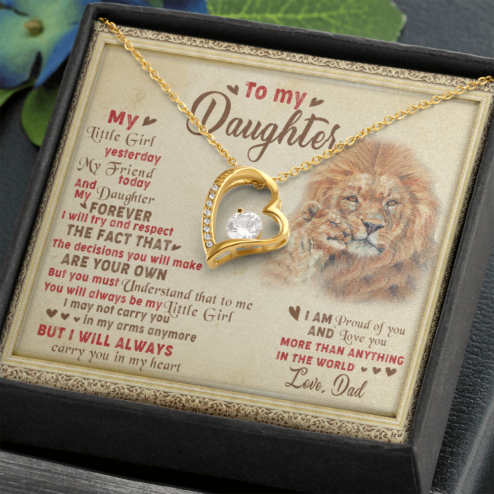 143C Necklace To My Daughter Lion, I Love Daughter Lion Dad Gift, Perfect Birth Gift