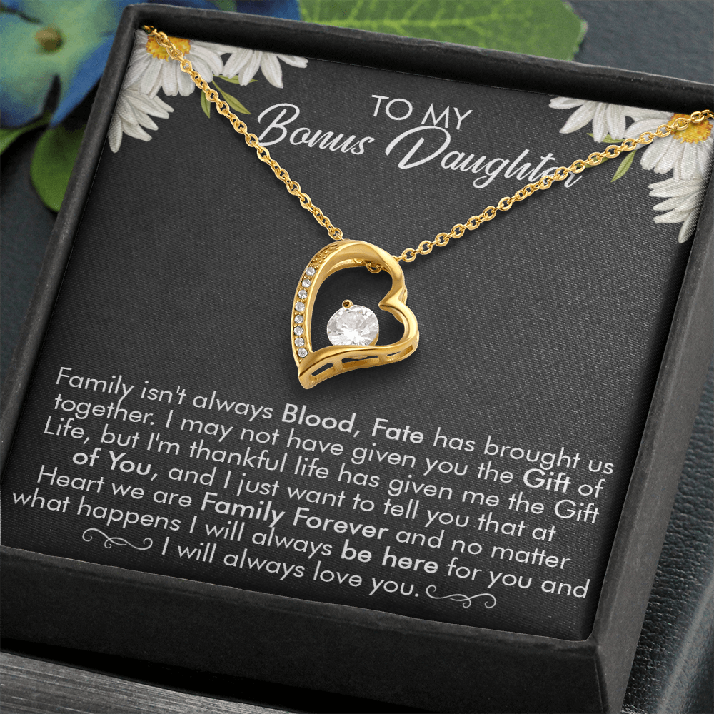 16C Necklace To My Bonus Daughter, Necklace Gift for Daughter/Her, Gift From Dad Mom