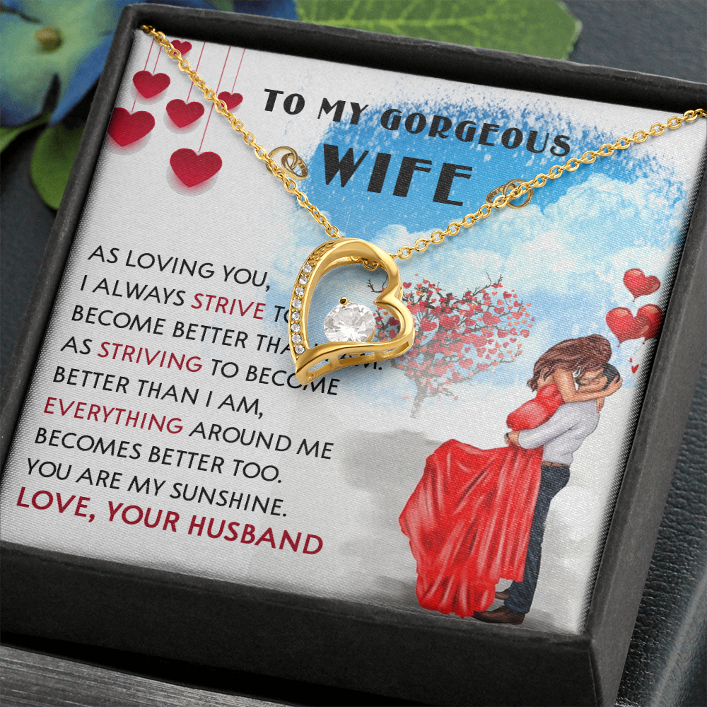 252C Necklace To My Gorgeous Wife, Love Gift for Her From Husband, Couple Necklace