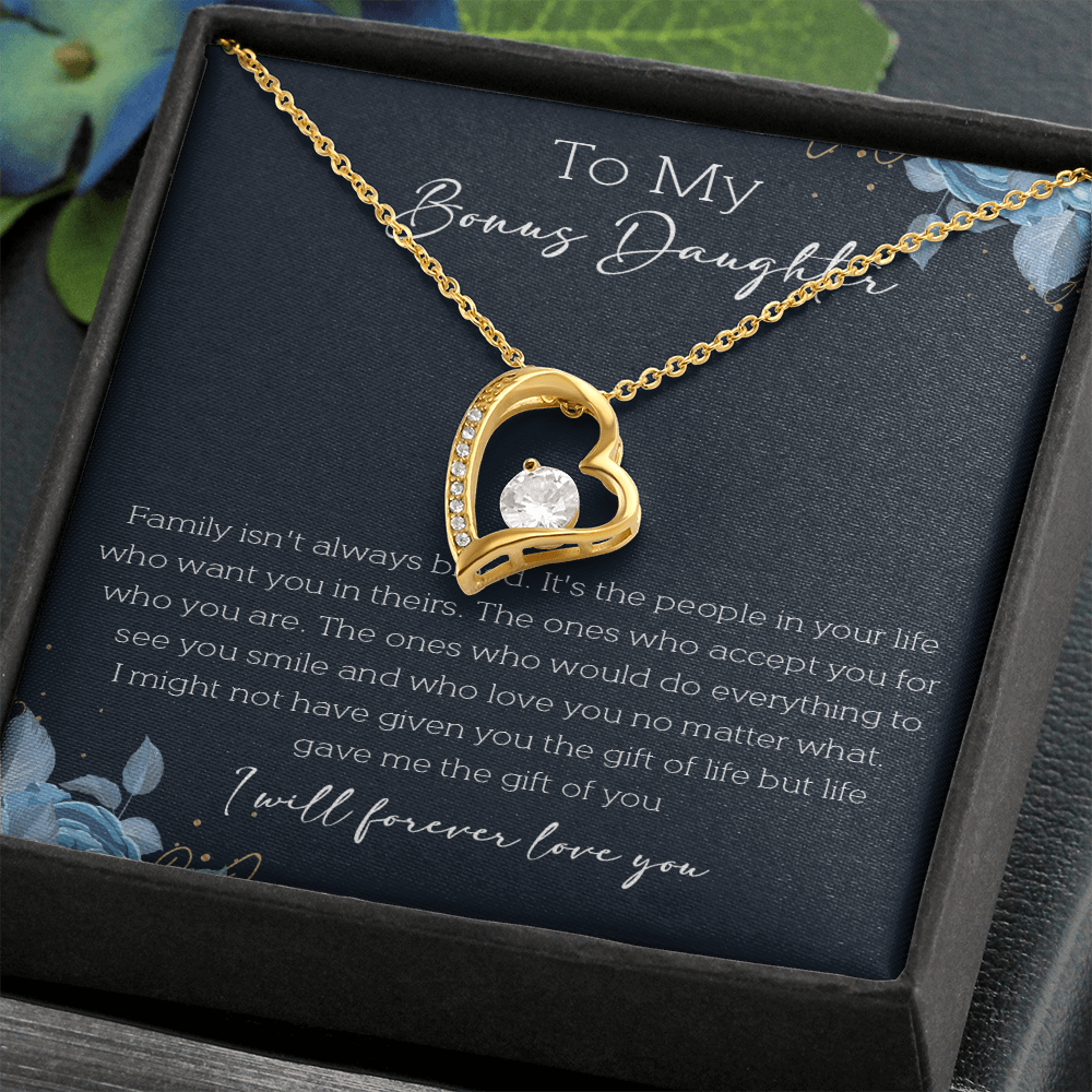 21C Cute Necklace To My Bonus Daughter, Necklace Gift for Her, Daughter From Mom Dad