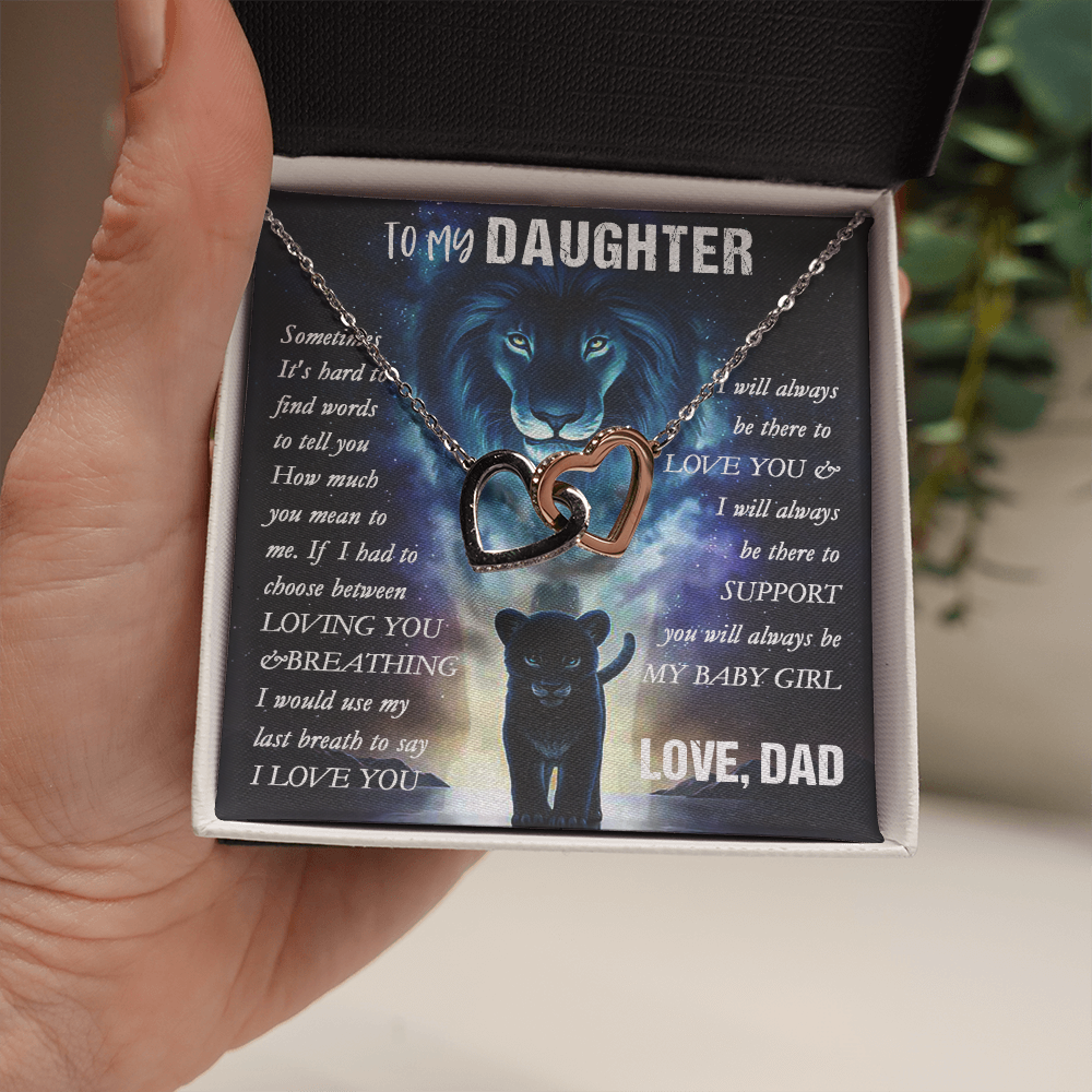 14D To my Lion Daughter Necklace, Lion Dad Gift for Daughter, My Baby Girl Necklace
