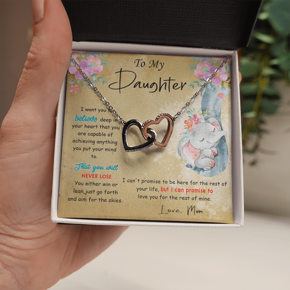 139D To My Daughter Necklace, Perfect Gift for Daughter From Elephant Mom, I Love You