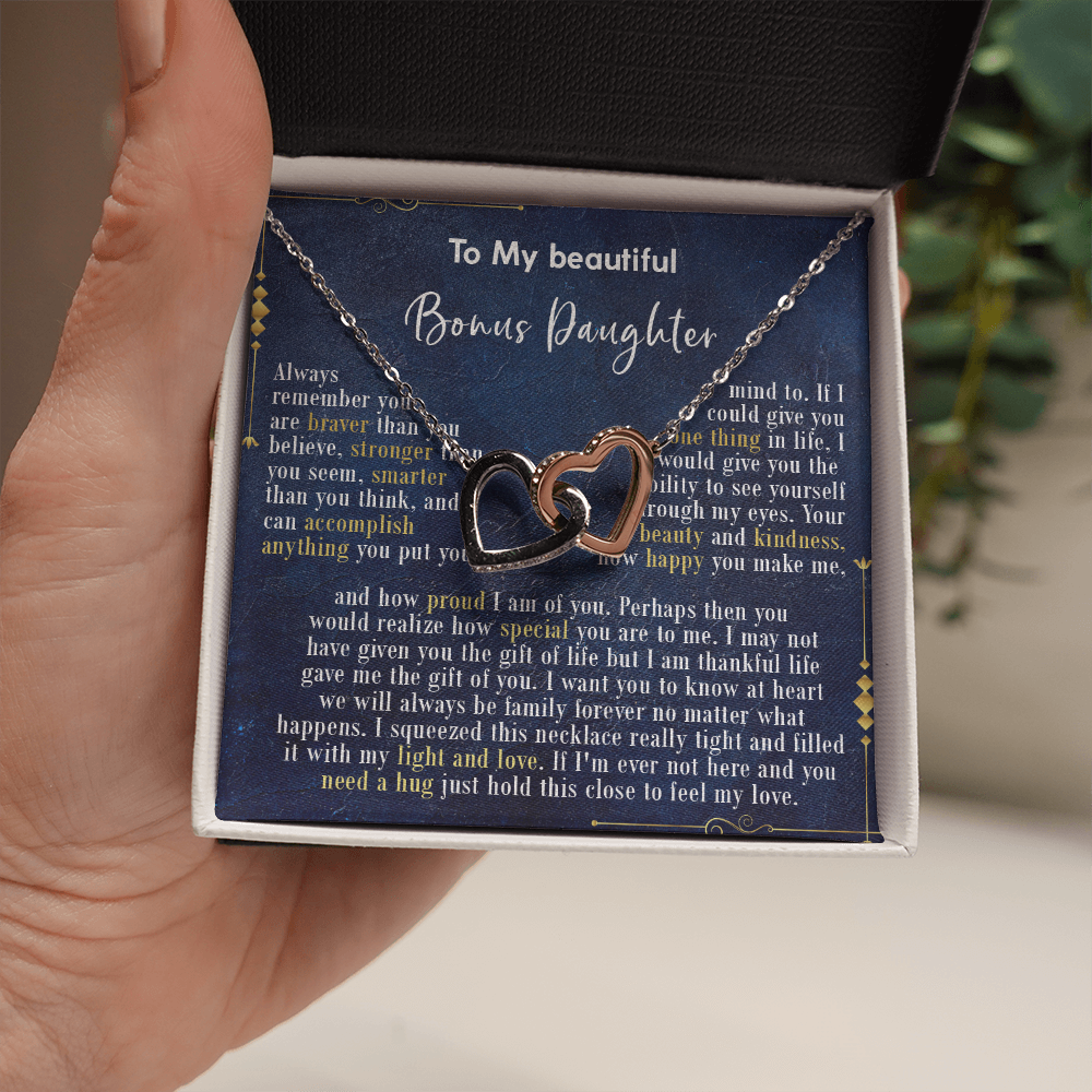 126D Necklace To My Beautiful Bonus Daughter, Daughter Birthday Gift, I Love Daughter