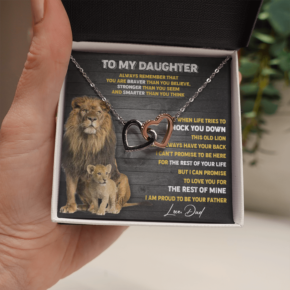 N374D To My Daughter Necklace, Xmas Gift For Daughter From Dad, Daughter Father Lion