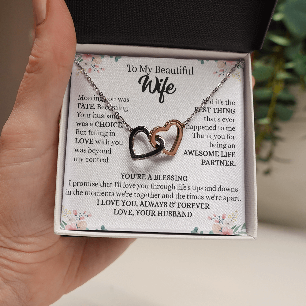 201D To my Beautiful Wife, Wife Necklace Gift from Husband, Valentine's Day Necklace