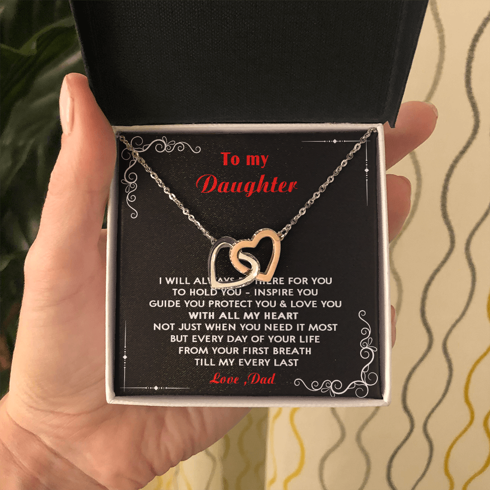 N351D To My Daughter Love Dad - Father and Daughter Necklace Heart Gift from Daddy