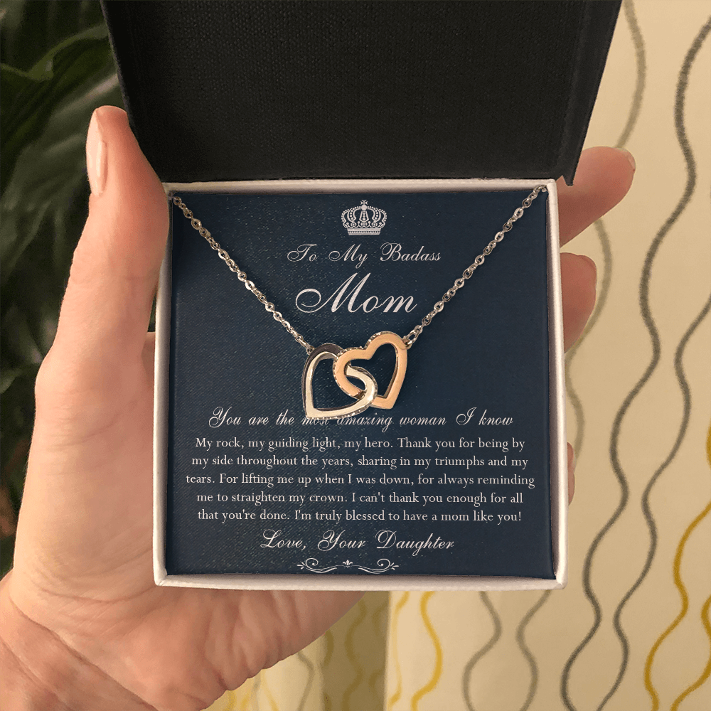 142D Necklace To My Badass Mom, Amazing Woman Necklace, I Love Mom Gift From Daughter
