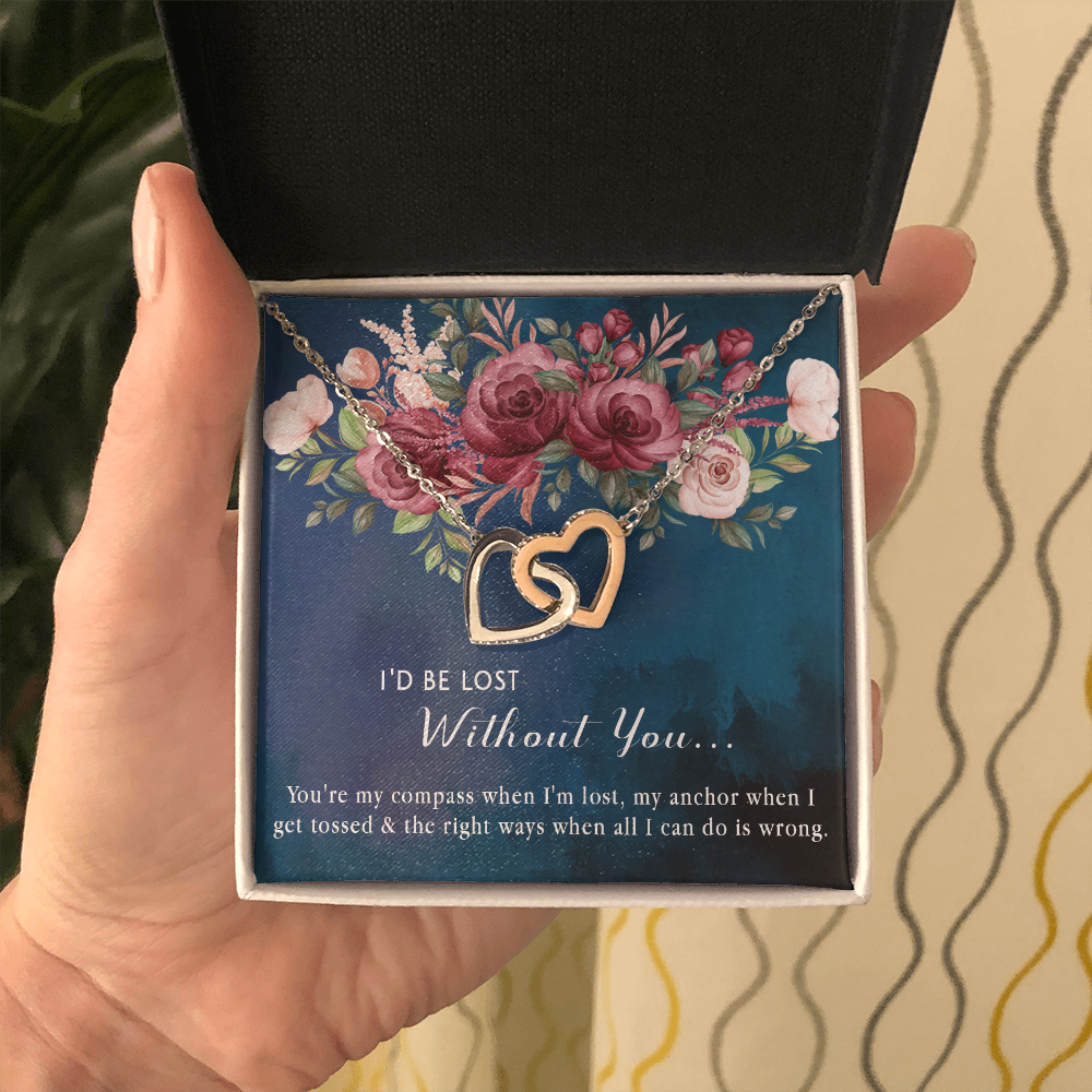 174D Necklace Gift for Girlfriend Wife, I'd Be Lost Without You Valentines Day Gifts