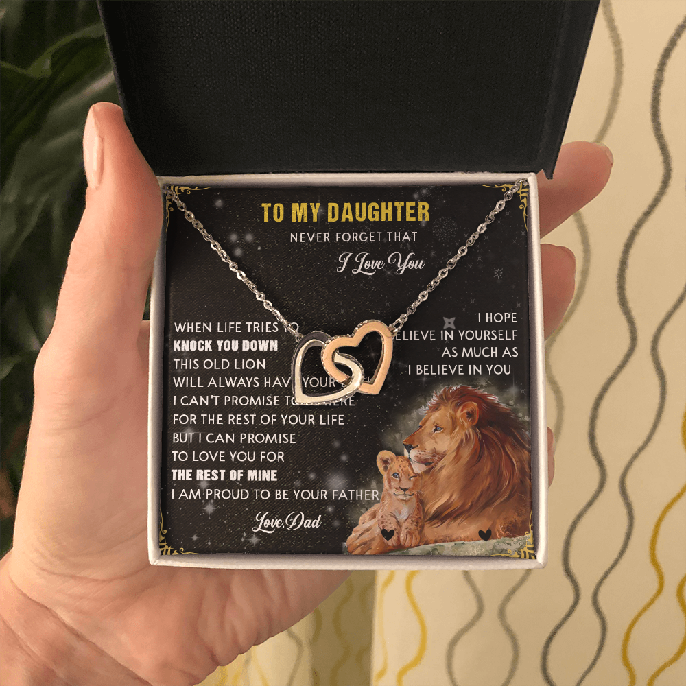 N354D To My Daughter Necklace, Gift For Daughter From Dad, Daughter Father Lion