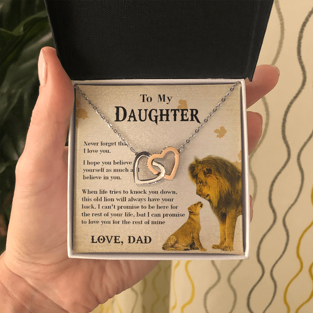 127D Necklace To My Daughter Lion, Daughter Birthday Gift, Lion Dad Necklace Gift