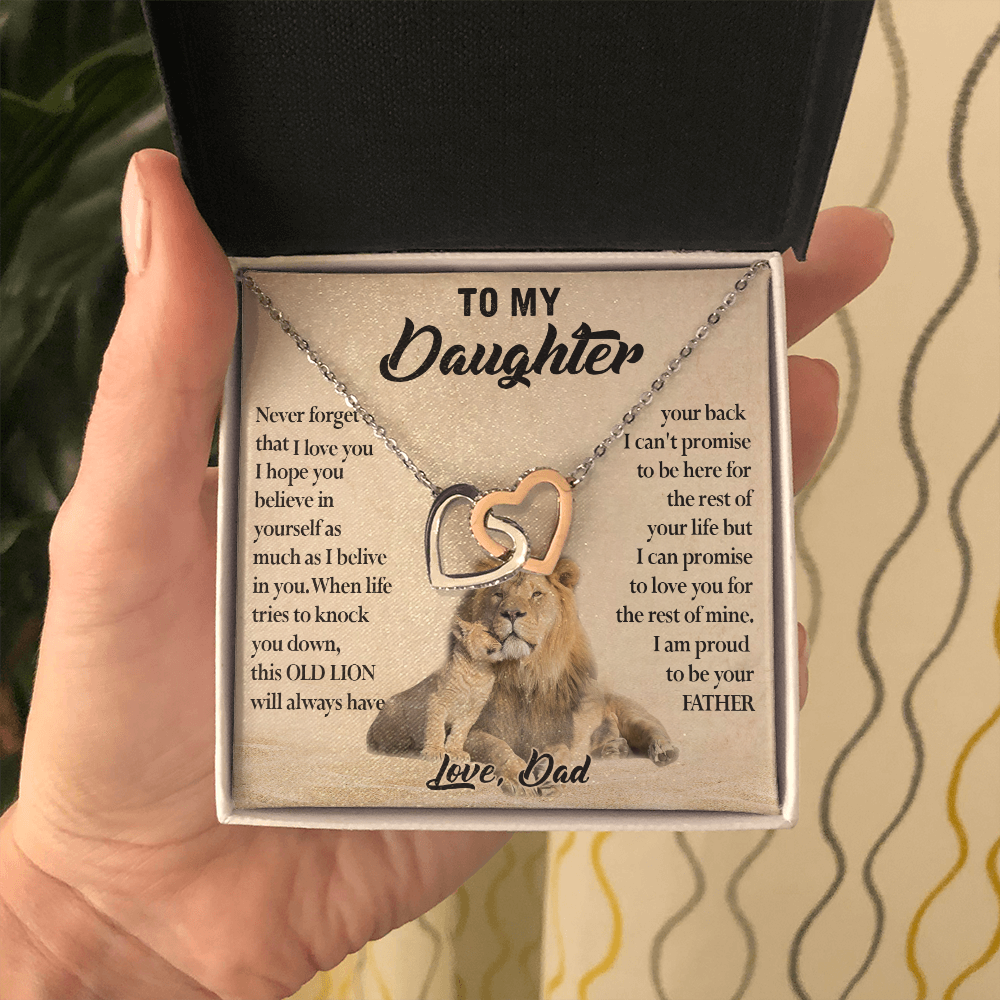 124D Necklace To My Daughter, Lion Daughter Birthday Gift from Lion Dad Necklace