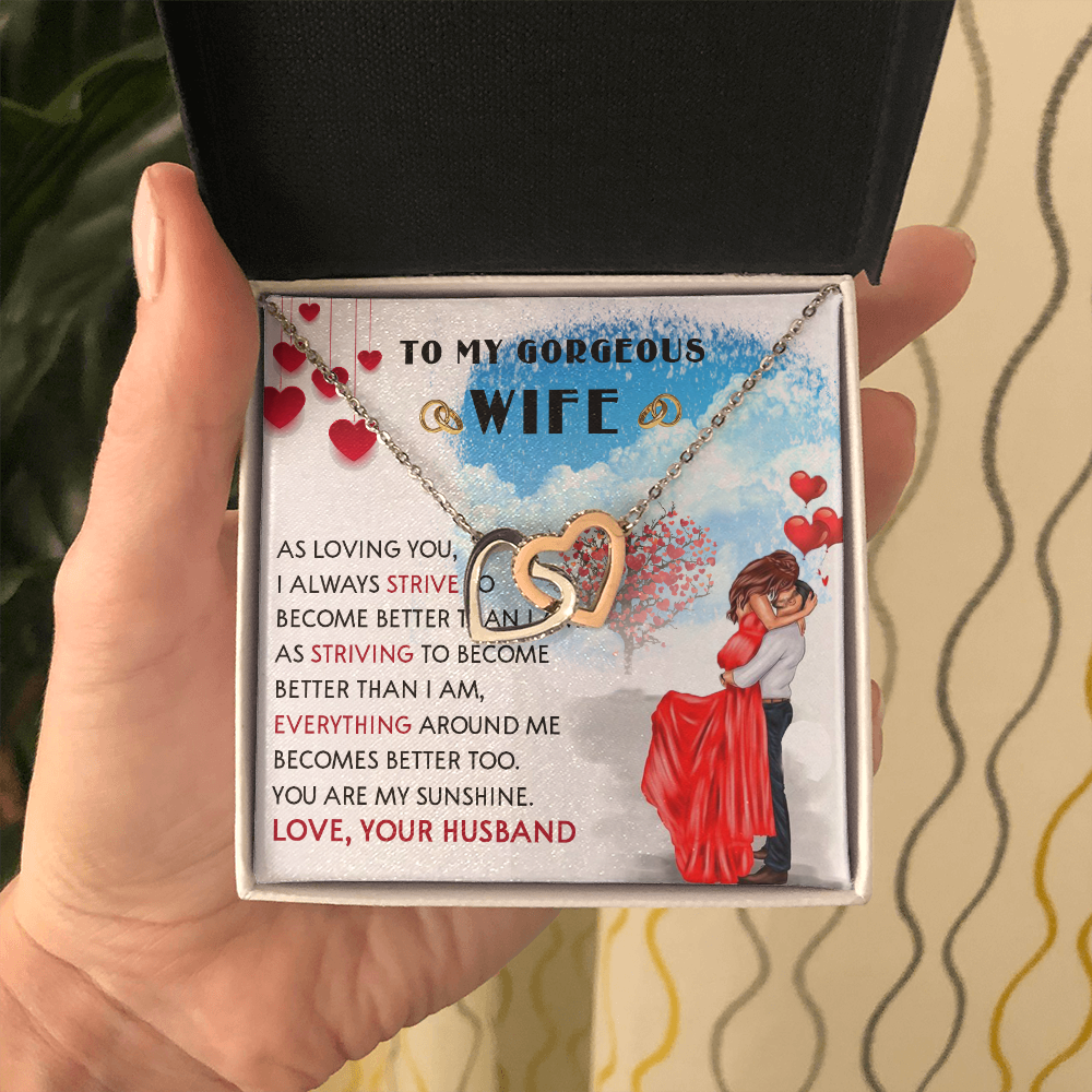 252D Necklace To My Gorgeous Wife, Love Gift for Her From Husband, Couple Necklace