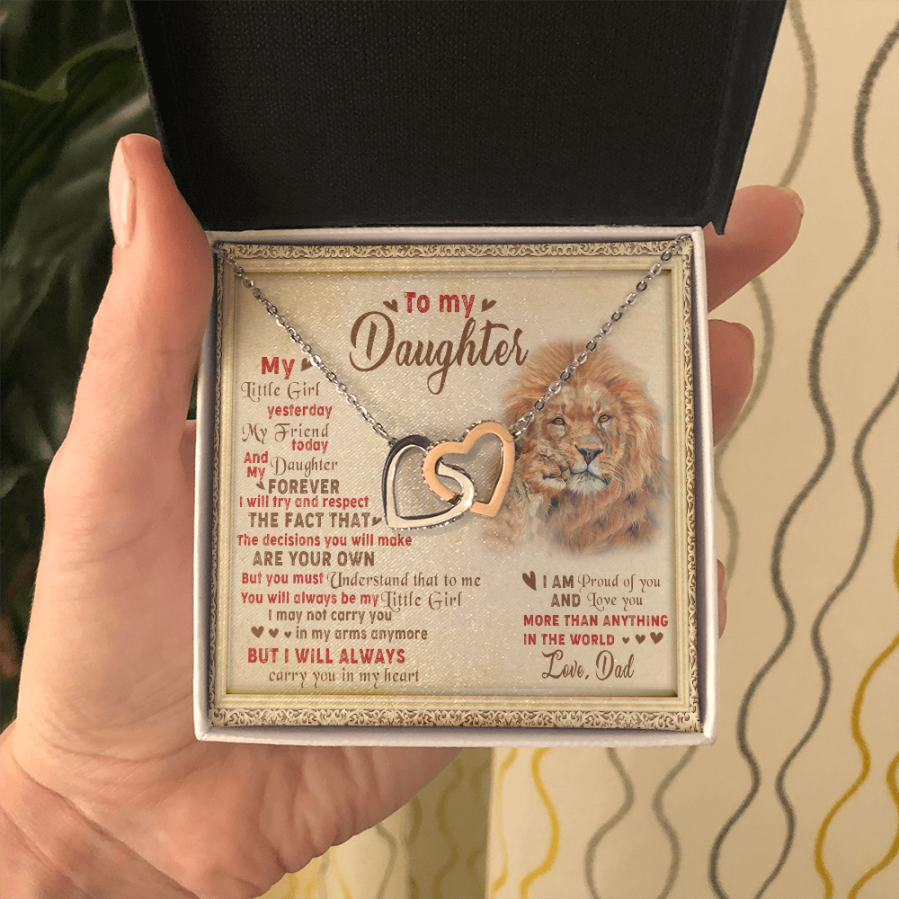 143D Necklace To My Daughter Lion, I Love Daughter Lion Dad Gift, Perfect Birth Gift