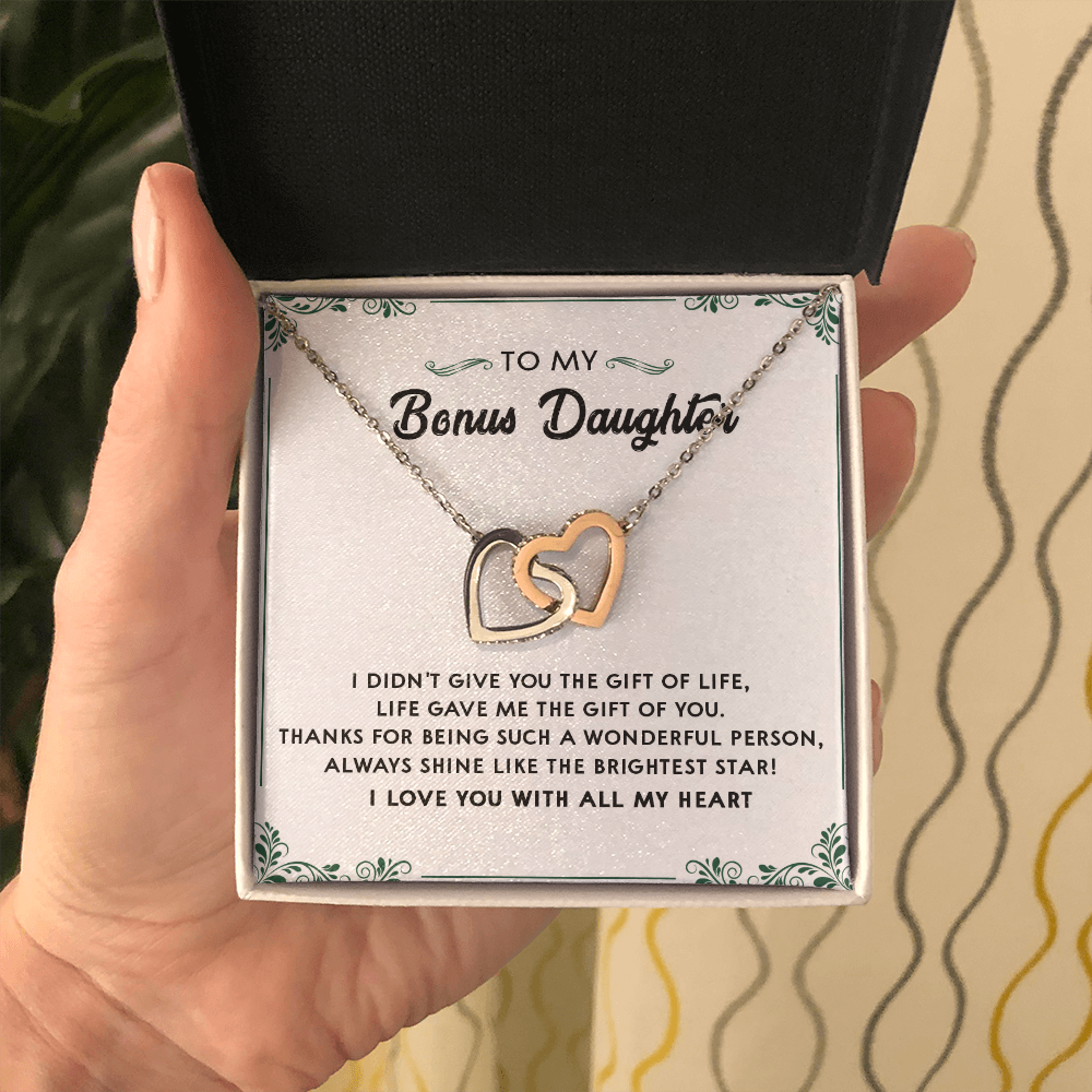 137D Perfect Gift for Bonus Daughter, Daughter Necklace, I Love You With All My Heart