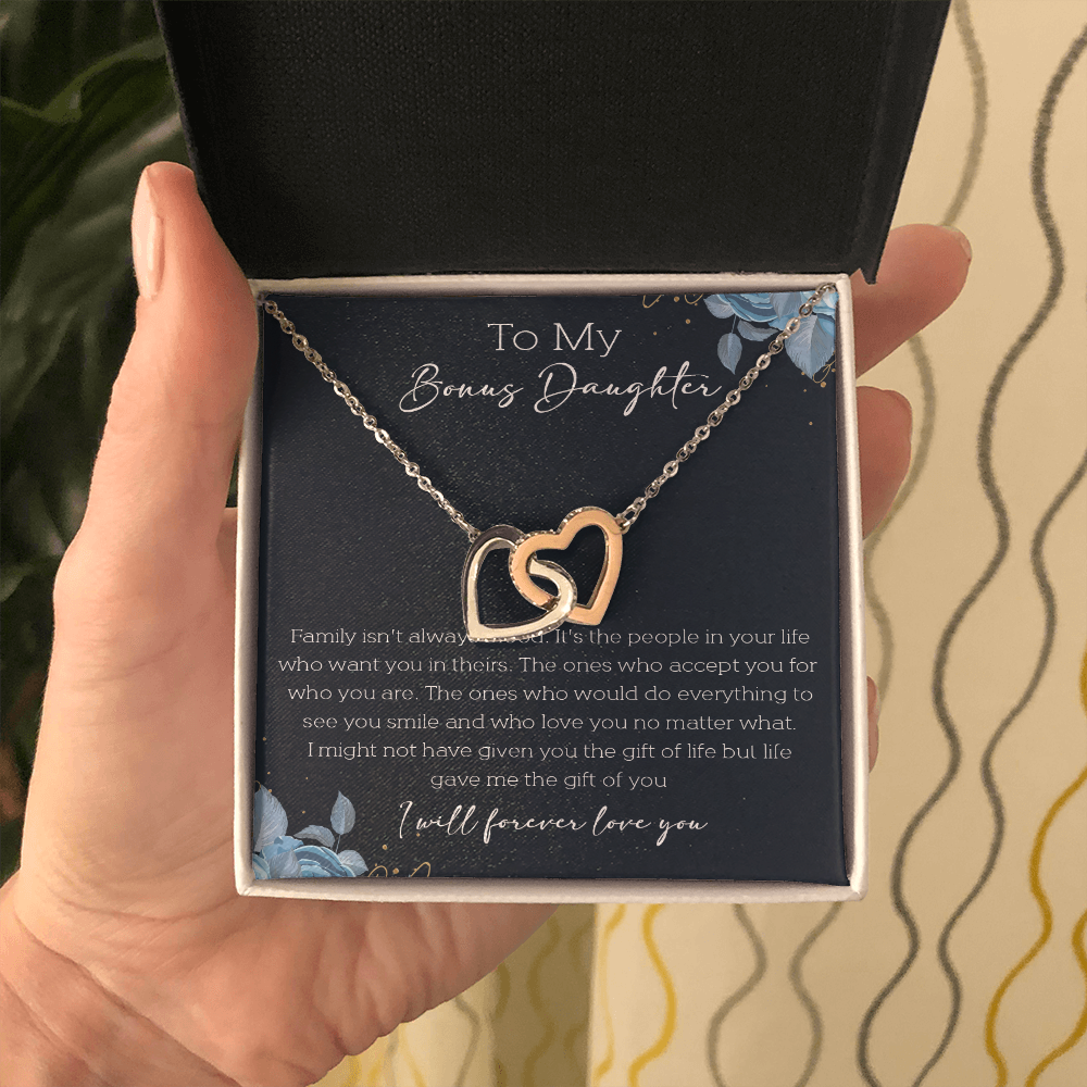 21D Cute Necklace To My Bonus Daughter, Necklace Gift for Her, Daughter From Mom Dad