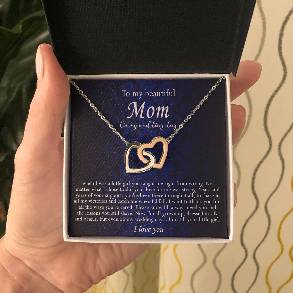 138D Necklace To My Beautiful Mom On My Wedding Day, I Love You Always Necklace Gift