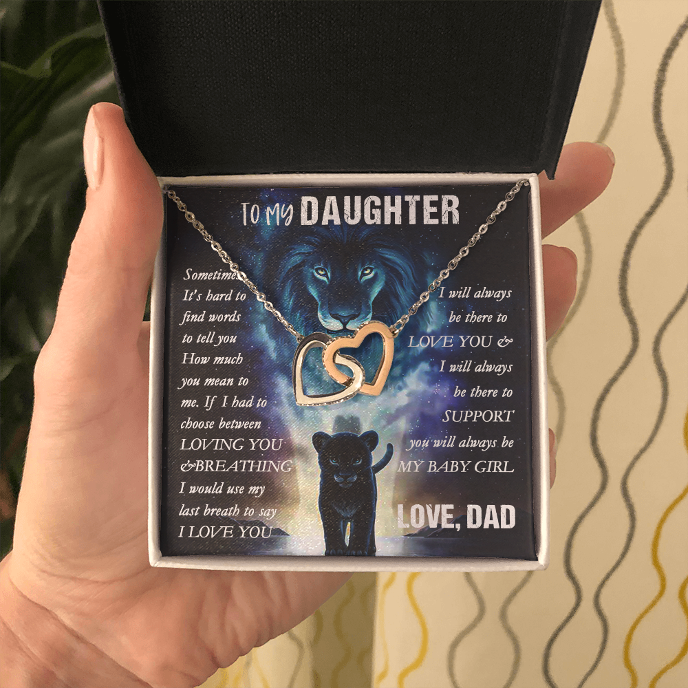 14D To my Lion Daughter Necklace, Lion Dad Gift for Daughter, My Baby Girl Necklace