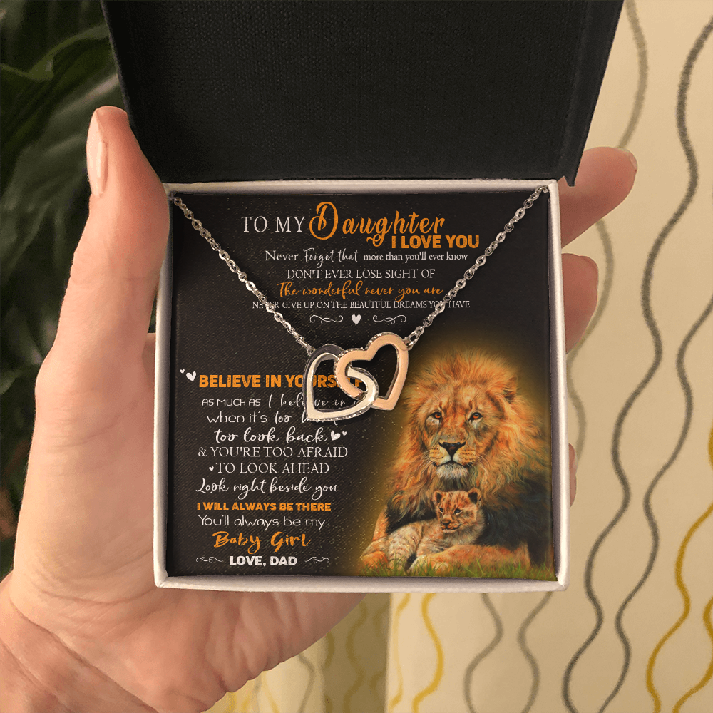 8D To My Daughter Necklace, Gift for Her/Women, Love You Daughter Lion Dad Necklace