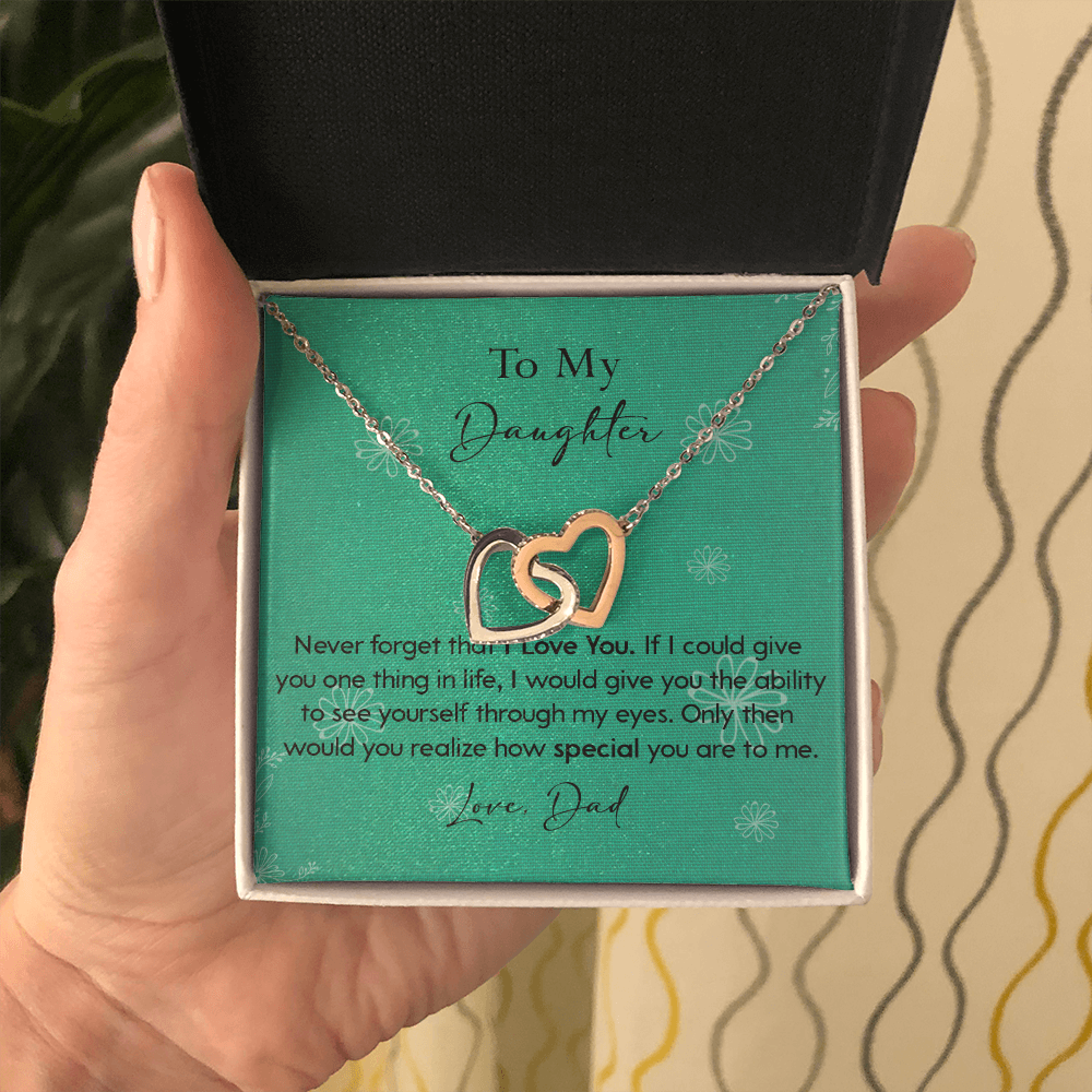 120D Necklace To My Daughter Gift From Dad, Never Forget That I LOVE YOU, Birth Gift