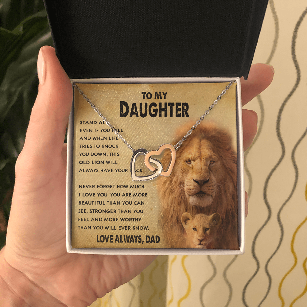 154D To My Daughter Lion, Necklace Gift From Lion Dad, Daughter Birthday Necklace