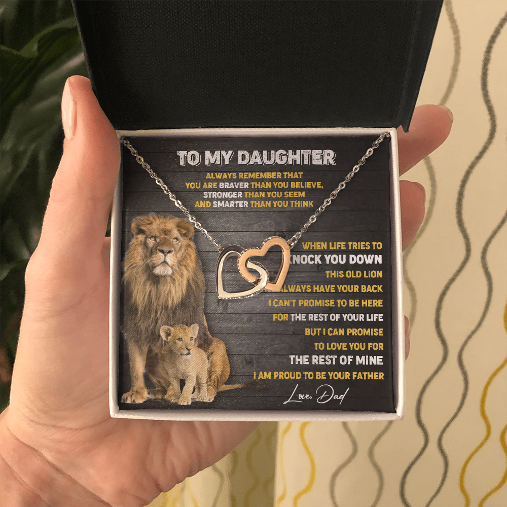 N374D To My Daughter Necklace, Xmas Gift For Daughter From Dad, Daughter Father Lion