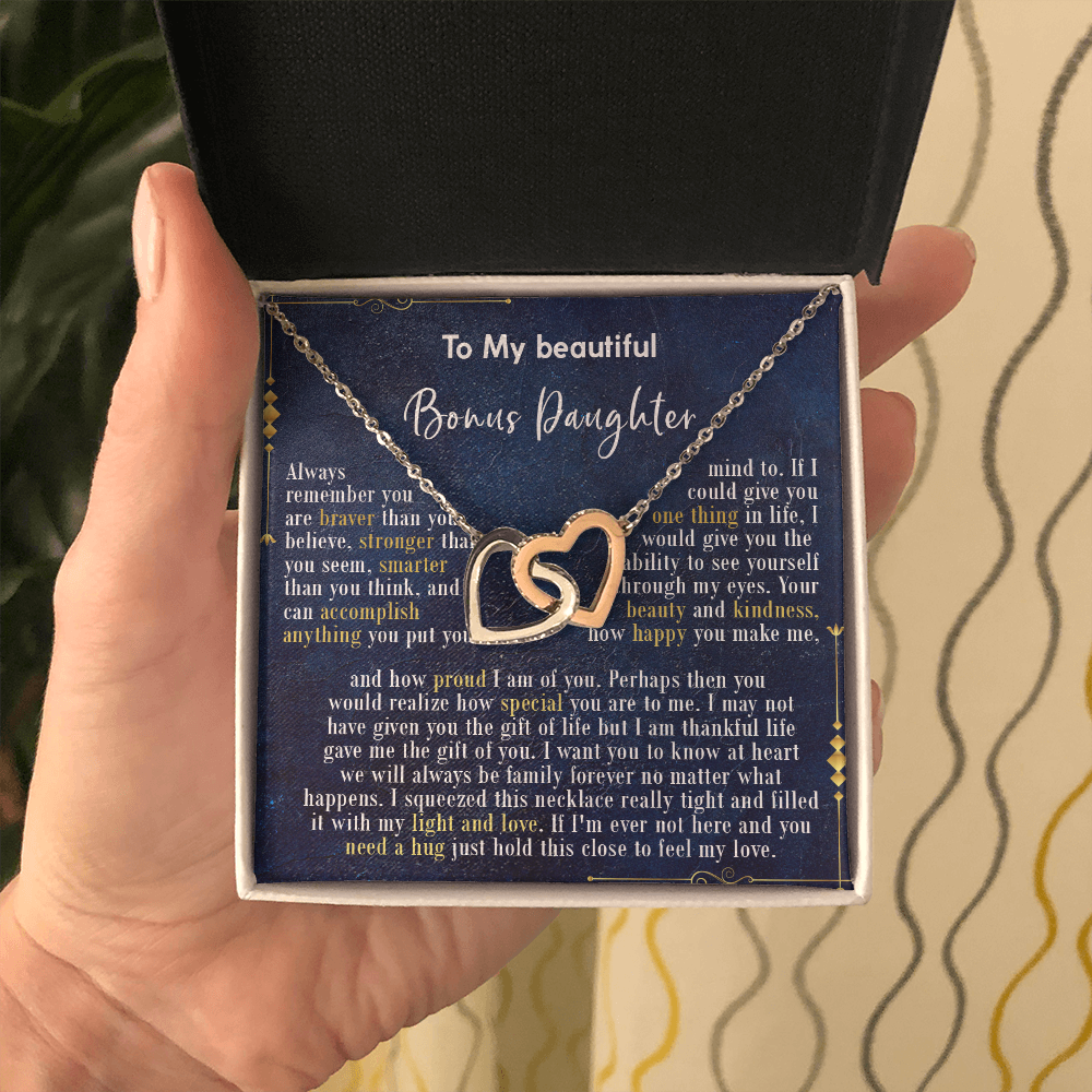 126D Necklace To My Beautiful Bonus Daughter, Daughter Birthday Gift, I Love Daughter