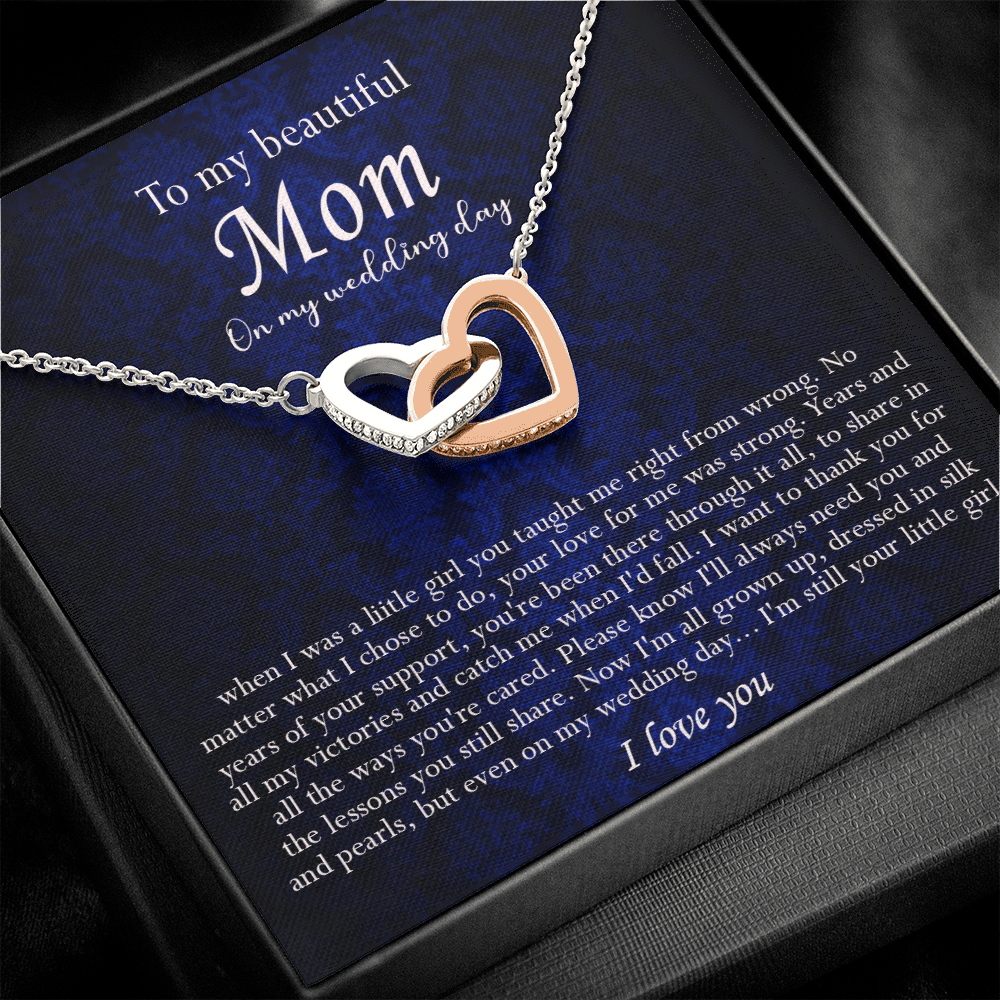 138D Necklace To My Beautiful Mom On My Wedding Day, I Love You Always Necklace Gift
