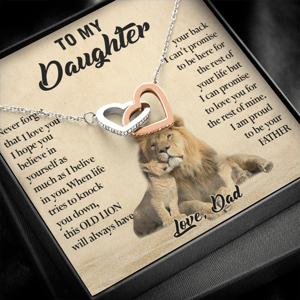 124D Necklace To My Daughter, Lion Daughter Birthday Gift from Lion Dad Necklace