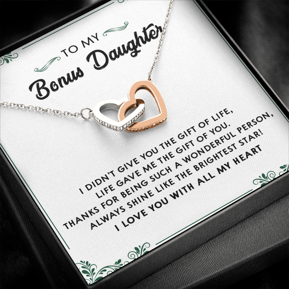 137D Perfect Gift for Bonus Daughter, Daughter Necklace, I Love You With All My Heart