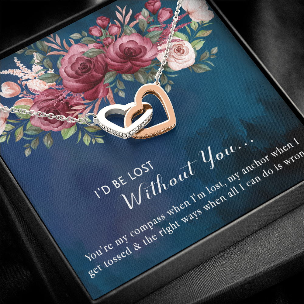 174D Necklace Gift for Girlfriend Wife, I'd Be Lost Without You Valentines Day Gifts