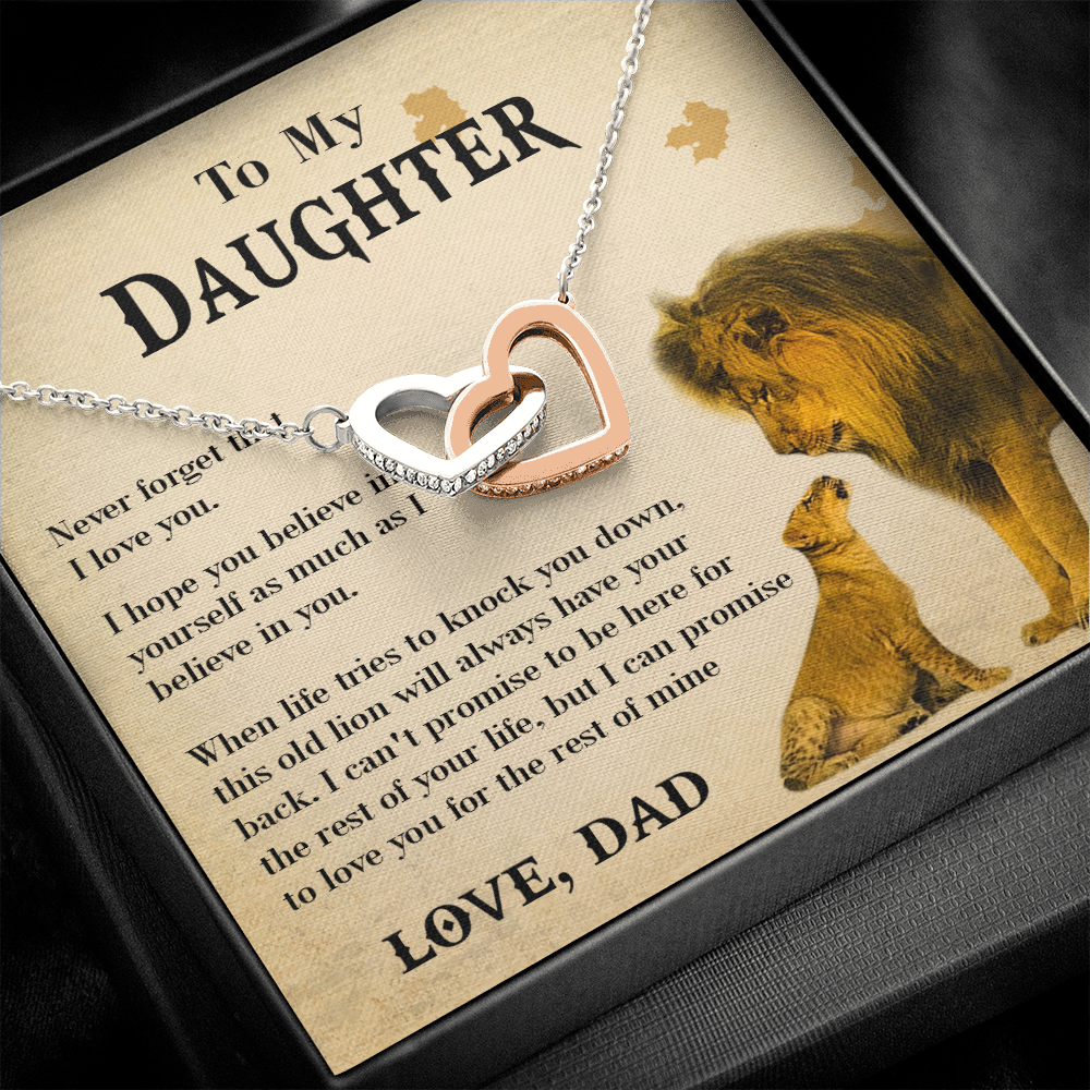 127D Necklace To My Daughter Lion, Daughter Birthday Gift, Lion Dad Necklace Gift