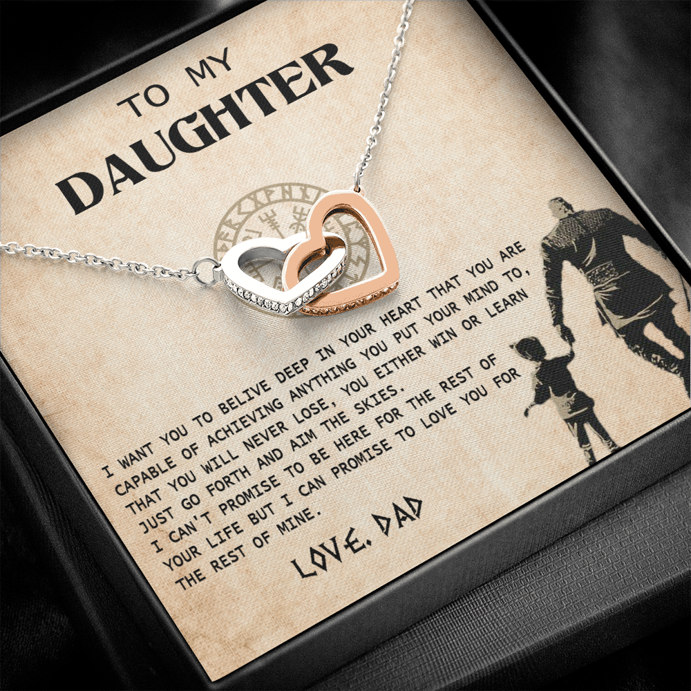 N370D To My Daughter From Viking Dad - Gift For Viking Daughter Love Knot Necklace